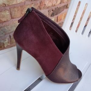 Halogen leather open toe ankle booties